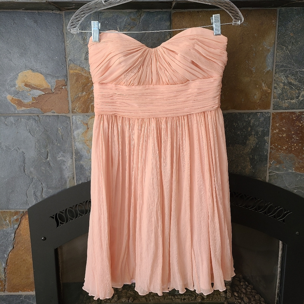 J Crew Arabella Pink Silk Chiffon Strapless Sweetheart bridesmaid Dress 2/XS